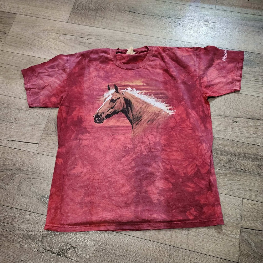 Vintage The Mountain Horse Tie Dye T-Shirt Red Kim McElroy Oklahoma XL
